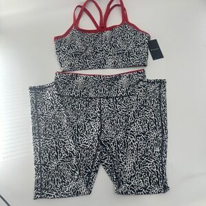 Fabletics 2-Piece Activewear Set - Leopard Print & Red Accents